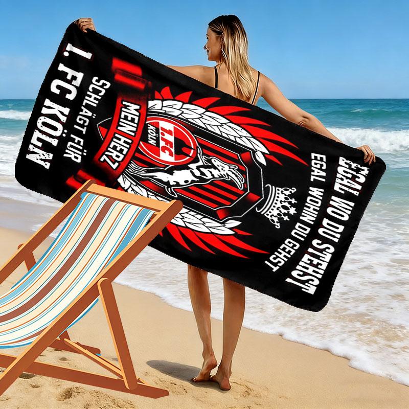 1. Poster FC Köln Stampa Asciugamano da Spiaggia, Asciugamano Grande Morbido Asciugatura Rapida per Spiaggia Campeggio Nuoto