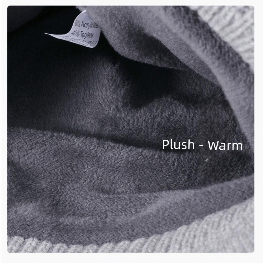Casual Style Fleece Lined Bonnet Warm Thickened Winter Beanies Short Brim Beanie  Christmas Gifts