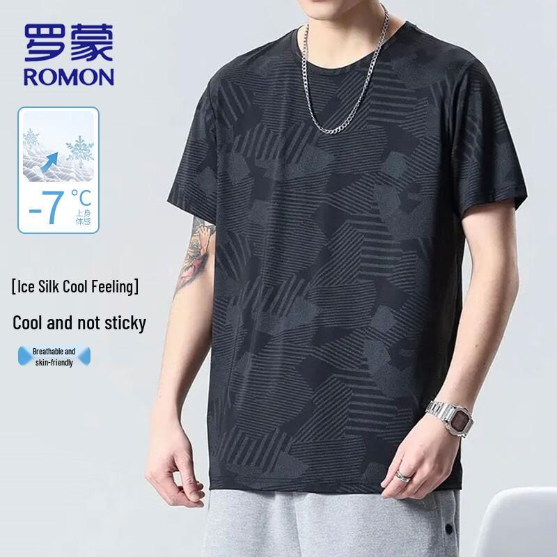 ROMON Men's Ice Silk Quick-Dry Short-Sleeve T-Shirt