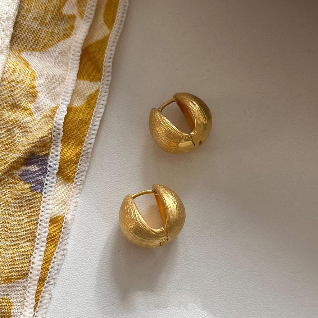 New 925 Silver Hoop Earrings Clip Matte Circle Geometric Punk For Women Girl Gift Jewelry