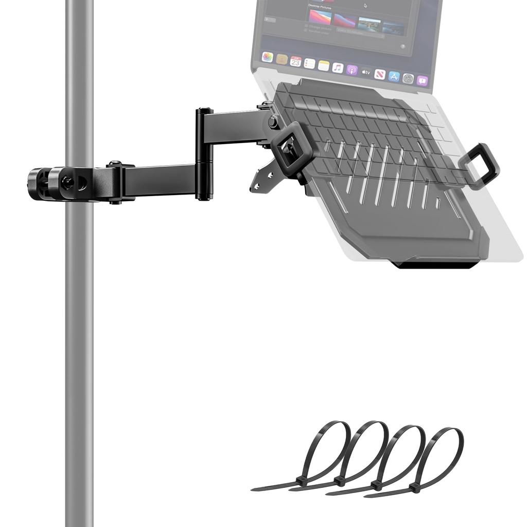 ACCURTEK Monitor Arm Pole Mounting Support with Laptop Tray and Laptop Holder Mount for Monitors Up To 32 Laptops from 12 To 18 Load Capacity 2 Easy