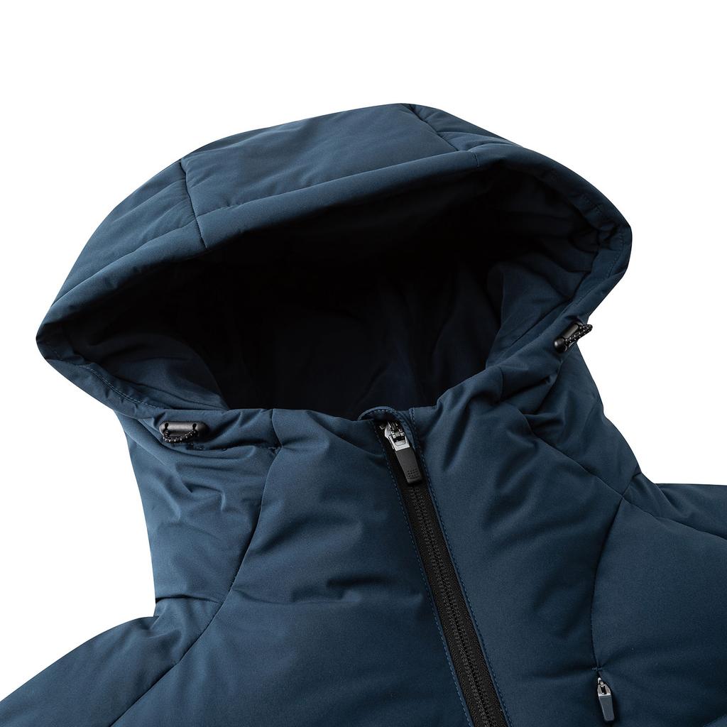 Anta Four Defense Heat Technology Warmth Water Resistant Commuting Short Casual Hooded Duck Down Jacket Thickened Men Jacket Stone-Blue 952547925-2