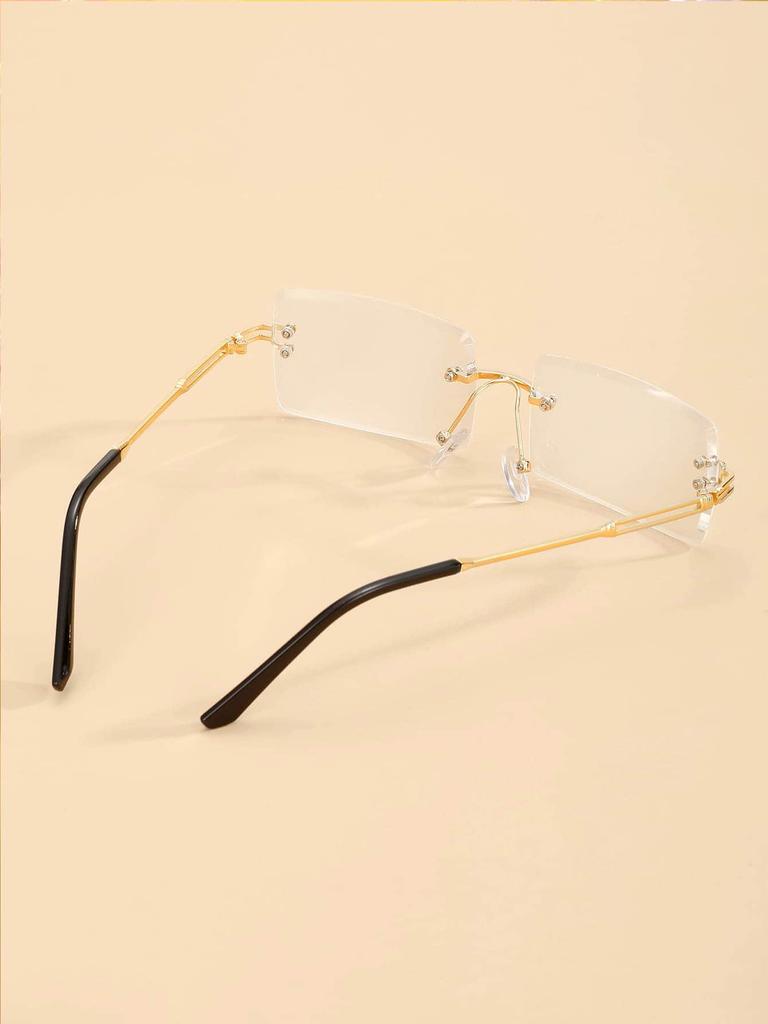 1 Stück Mode Rechteckig Randlos Metallrahmen Damen Klare Brillen Für Herren Alltag Foto Machen Brillen Bekleidungszubehör.