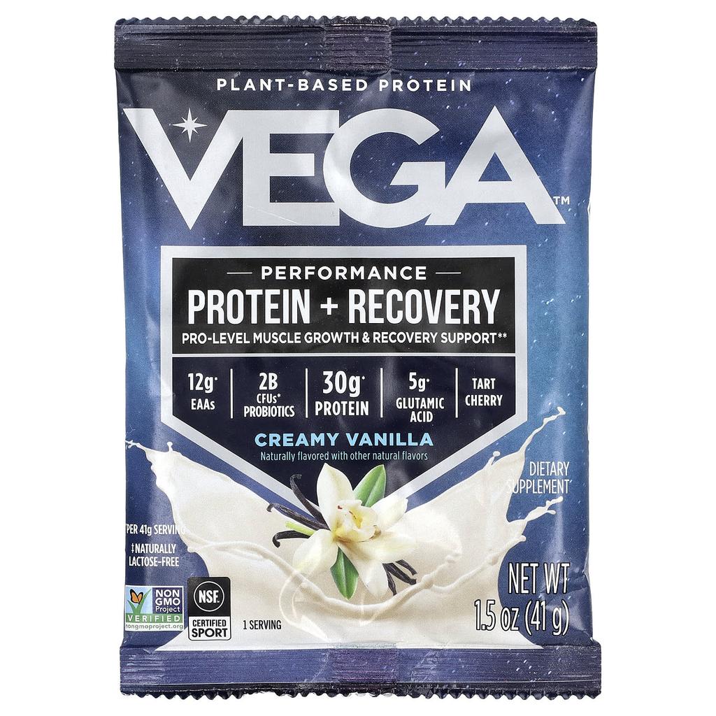 Plant Protein, Performance Boost Protein + Recovery, Creamy Vanilla, 12 Packets, 41G (1.5Oz) Each