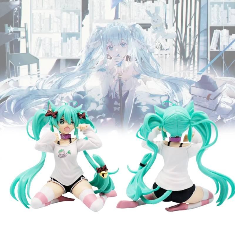 Hatsune Miku Figure Model Toy Cute Cat Ears Sitting Table Decoration Doll Figure
