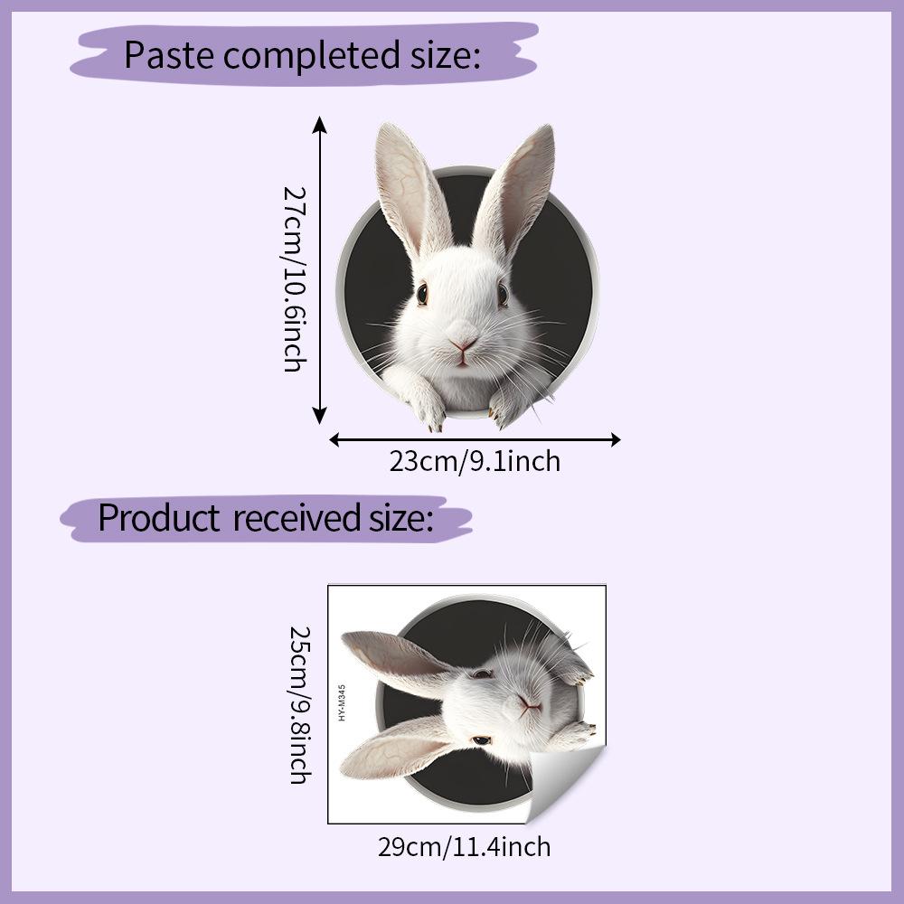 

Rabbit Going Through Wormhole Toilet Wall Sticker Self-Adhesive Removable Waterproof 3D Illusion for Bathroom Home Decor Art 25x29CM разноцветный