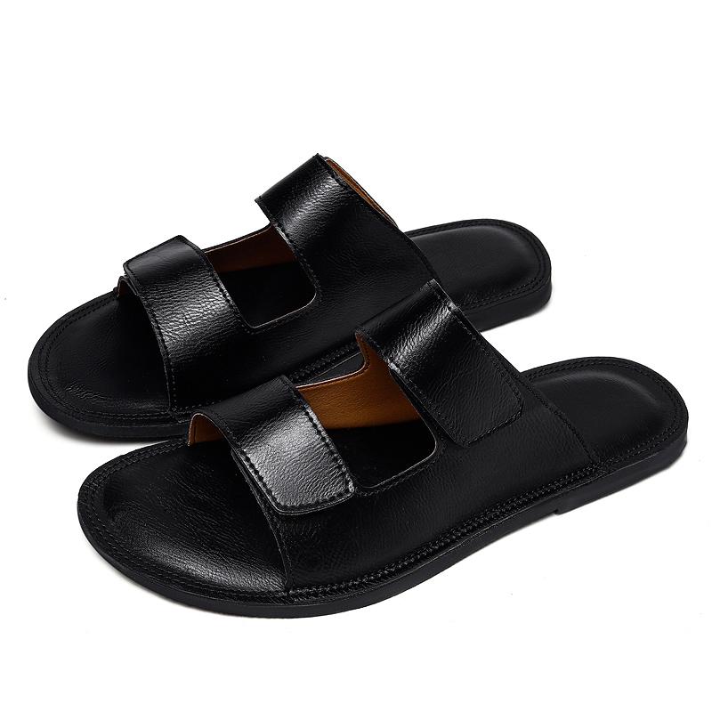 Fashion Fashion Wear Half Drag Outside Beach Flats Adjustable Man Sandals Flip-flops Wading Aqua Shoes New Summer Soft Leather Slippers