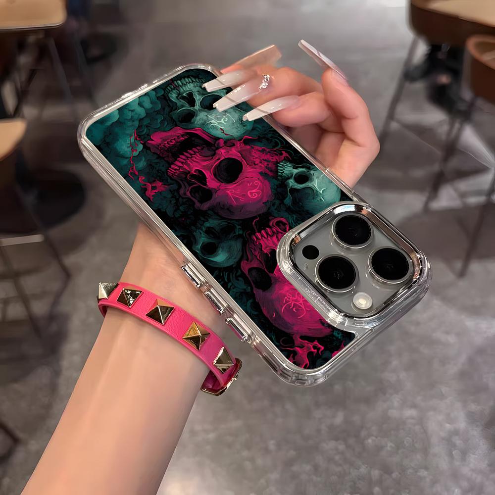 Gothic Patterns Raven Skulls Phone Case For IPhone 17 Air 16 15 14 13 12 11 Pro Pro Max Plus Transparent Soft Cover