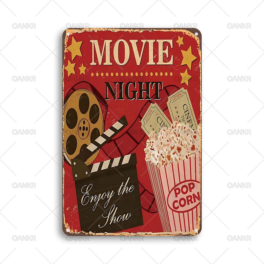 

Vintage Popcorn Poster Metal Tin Sign Ideal Gift Movie Night Wall Poster Metal Signs for Popcorn Shop Cinema Art Decor Plaque 20x30cm（7.8x11.8inch）