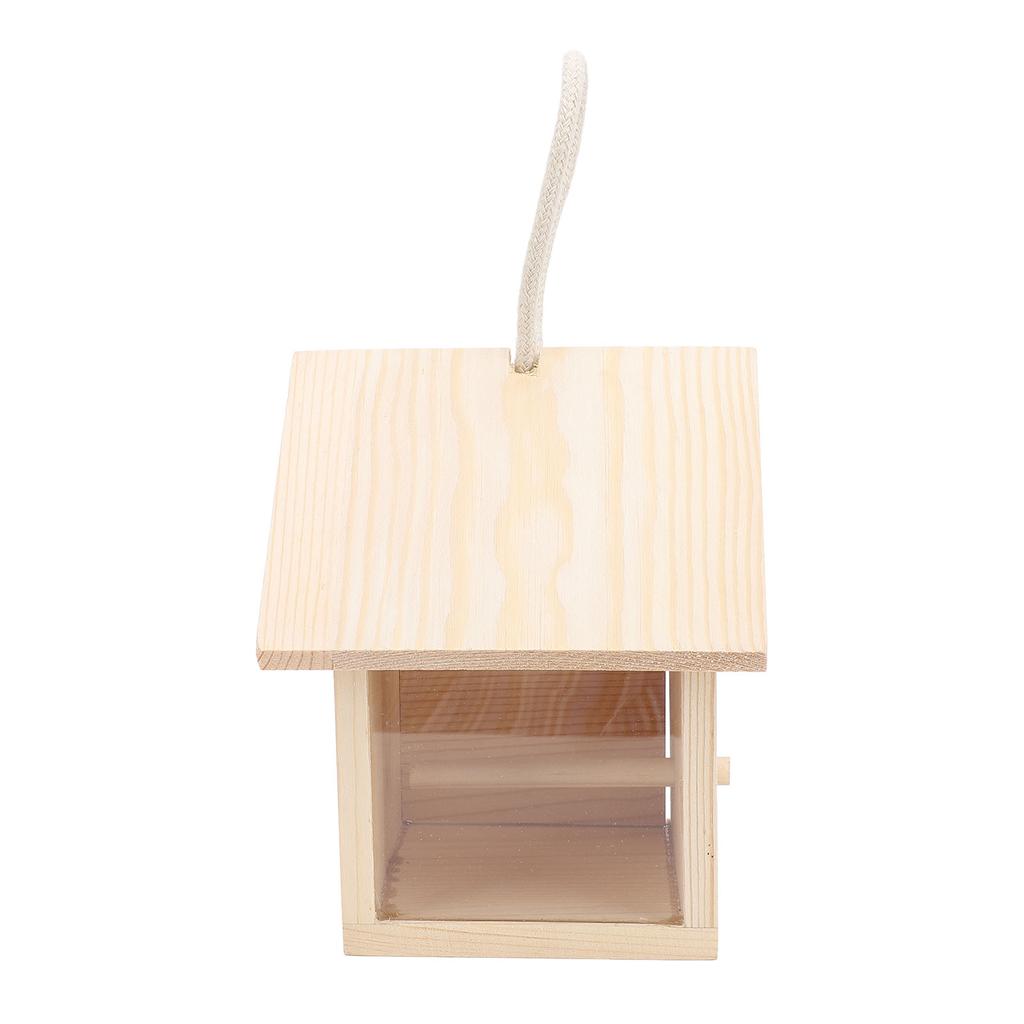 Zewnętrzny Drewniany Dom dla Ptaków z Przezroczystym Akrylowym Okienkiem Wiszący Zewnętrzny Drewniany Budka dla Ptaków ze Słupkiem do Ogrodu Patio