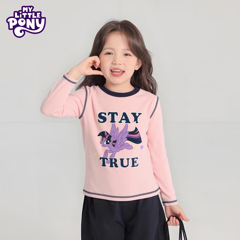 Girls' Cartoon Long-Sleeve Cotton T-Shirt - Spring/Autumn Fashionable Color Block Top