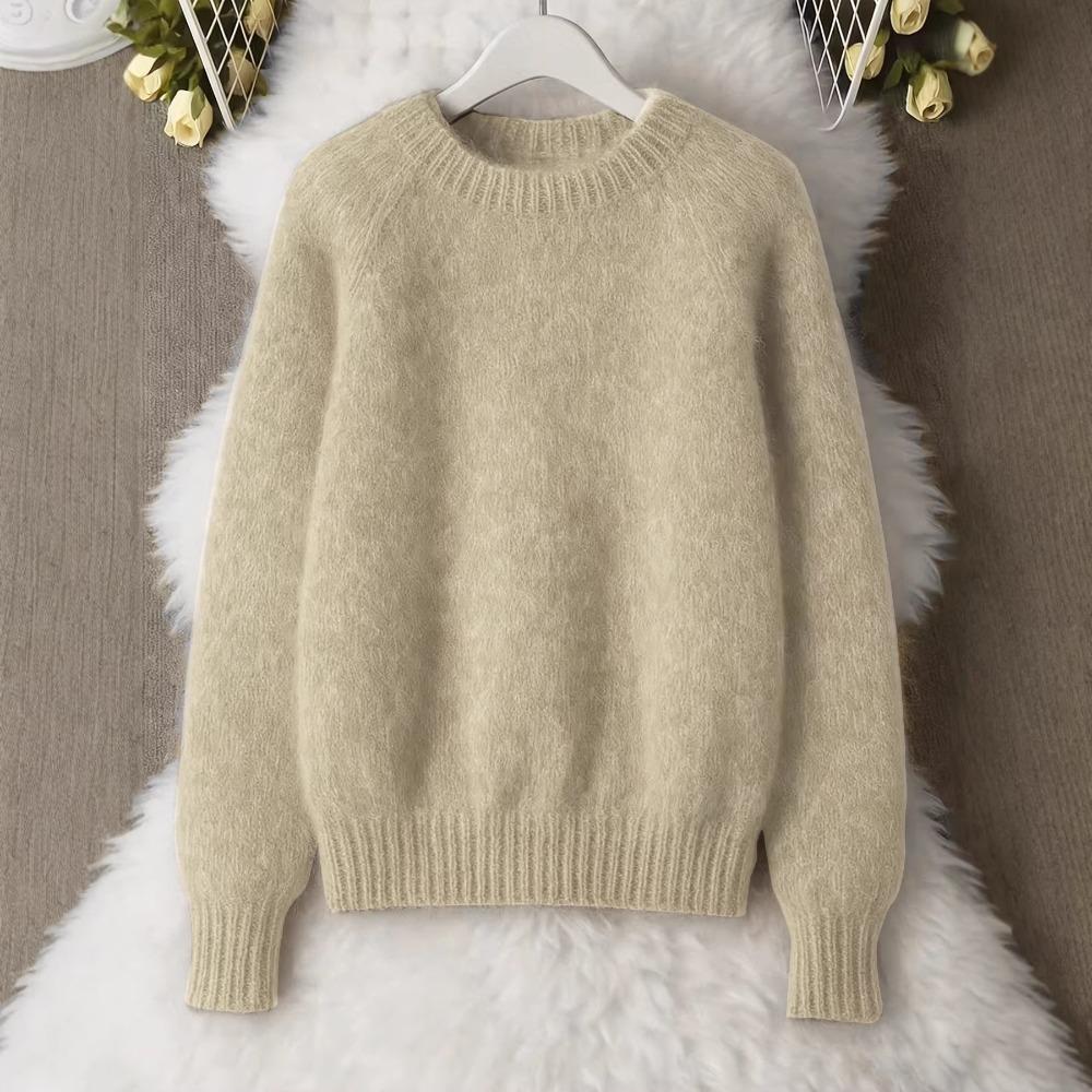 Weicher Ästhetischer Vintage Strickpullover Damen Frühling Herbst Locker Gemütlich Lässiger Leichter Dünner Pullover