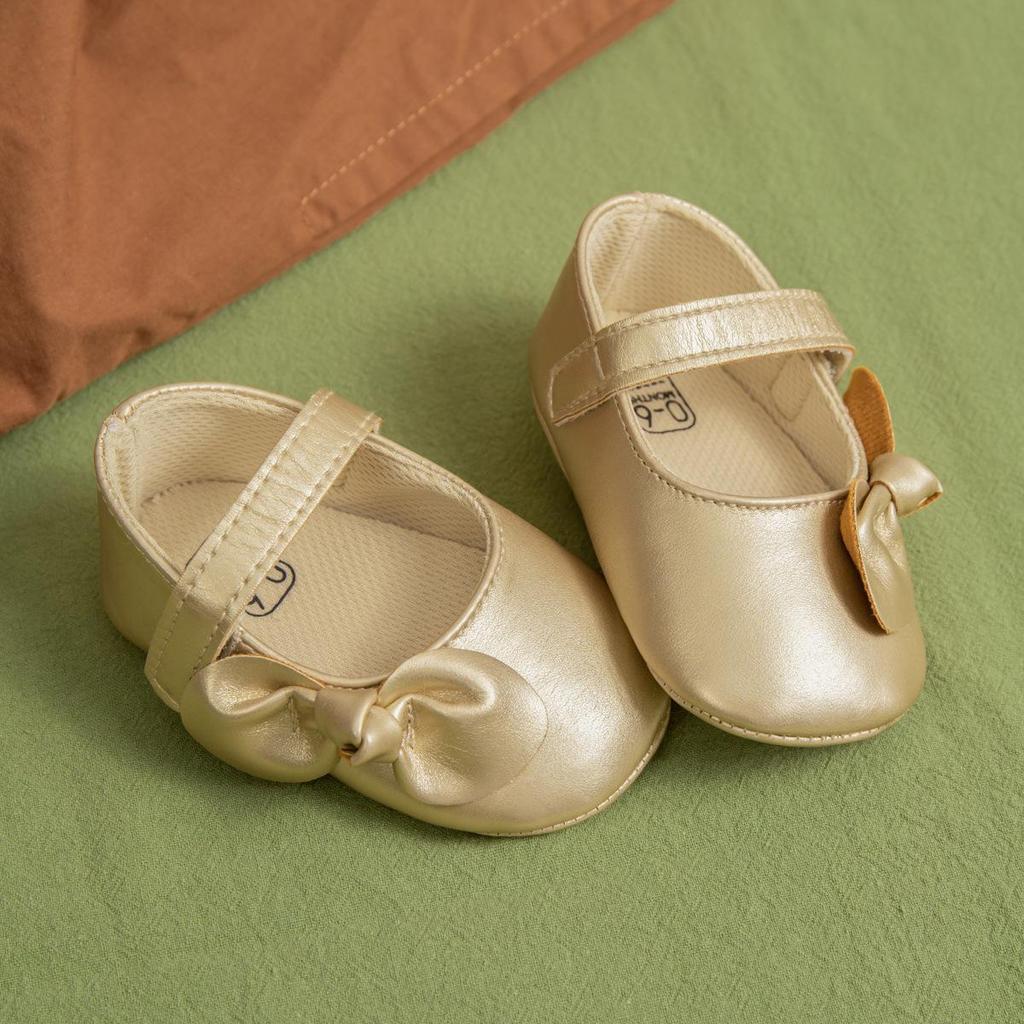 Baby Girl Princess Bow Shoes - Soft Cloth Sole for 0-1 Year Olds