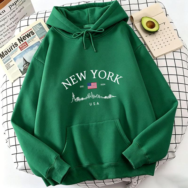 Felpe con Cappuccio Stampa Lettere NEW YORK Primavera Autunno Inverno Felpe Casual da Uomo Donna Trendy Estetica Top