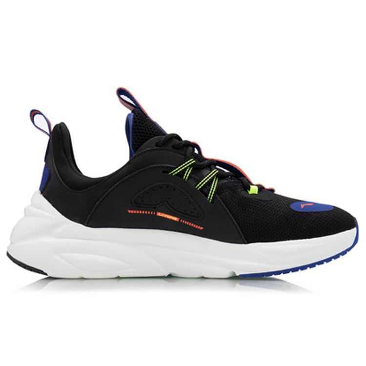 Li Ning Spark Cushioning Slip Resistant Abrasion Resistant Low top Sports Casual Shoes Men's Black Blue AGLQ057-4