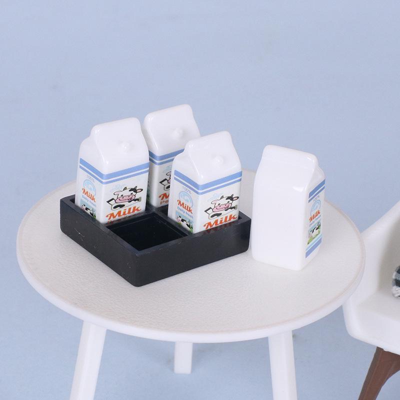 Dollhouse Milk Box Model | Miniature Food Toy Compartment | Play House Decoration Ornament
