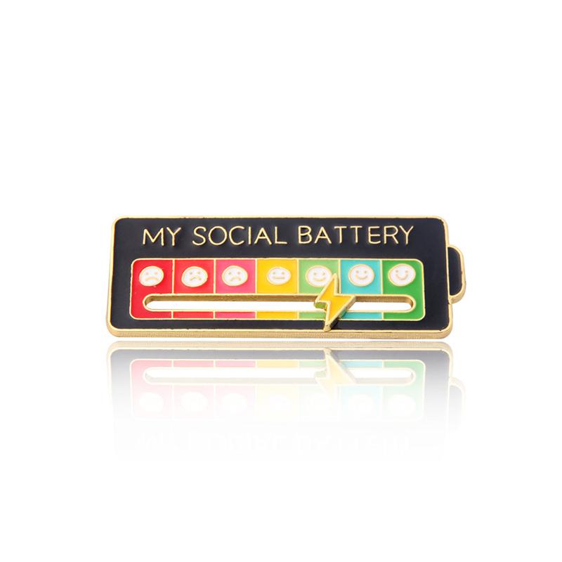 

Battery My Social Pin Brooch Emotion Manager Badges Bag Decor Cute Gifts Cloud Black