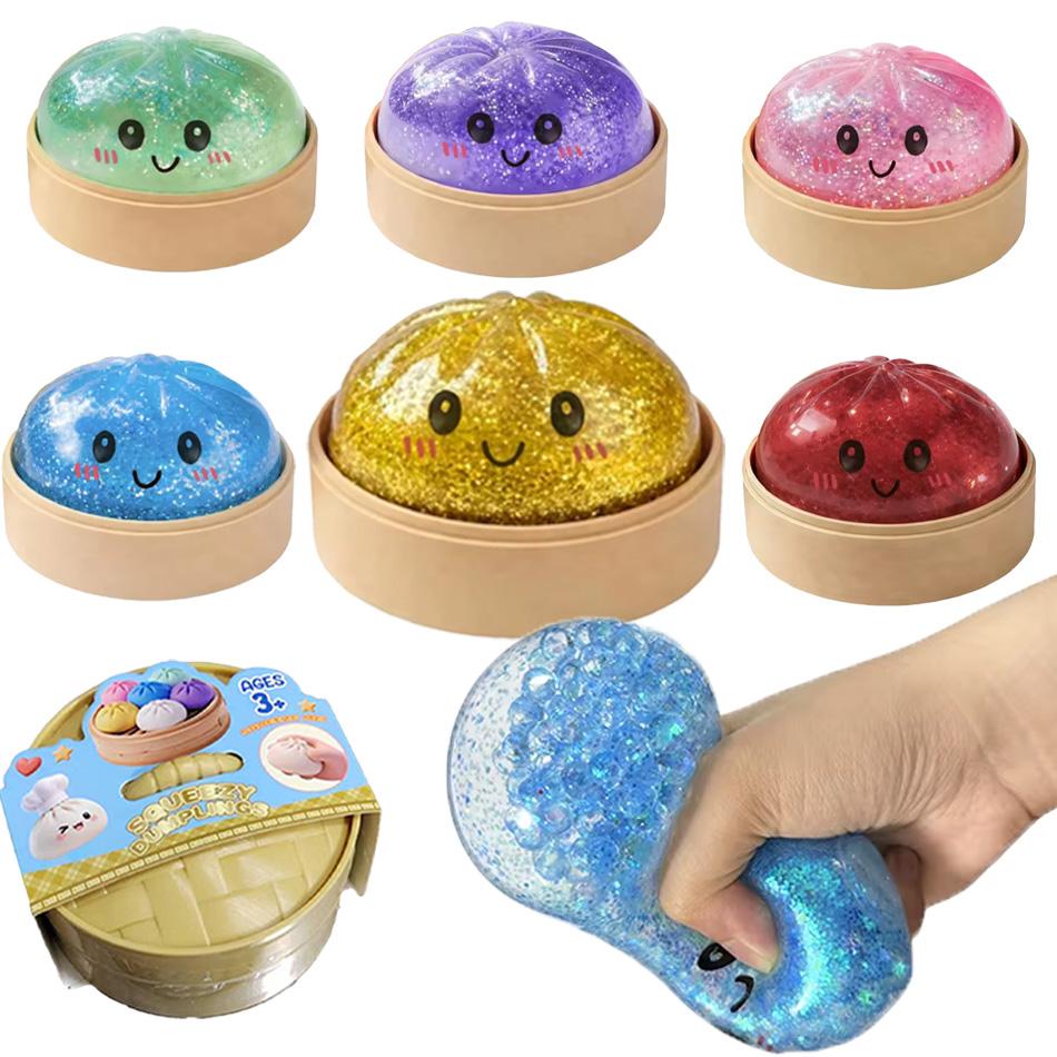 Bai Fen Bai Toys New 1-12Pcs Glitter Dumpling Glitter Dumpling Squishy With Box Dumplings Sensory Squeeze Toy For Stress Relief
