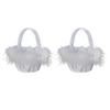 AEE2-2Pcs White Flower Girls Basket Wedding Basket For Flower Bride/Kids Hand Held Wedding Ceremony Party Decorations