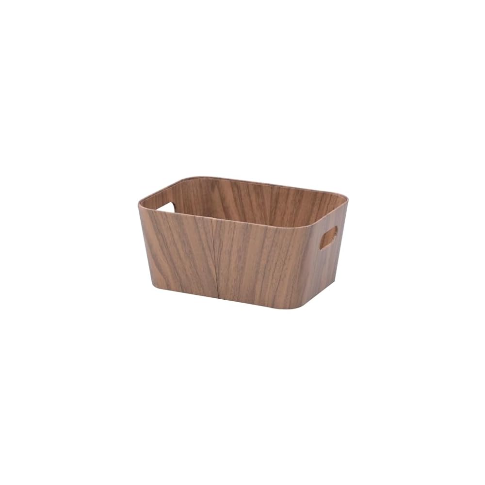 YAMAZEN Storage Box, Small Size, Shallow, Paper, Wood Grain Finish, Lightweight, for Clothing and