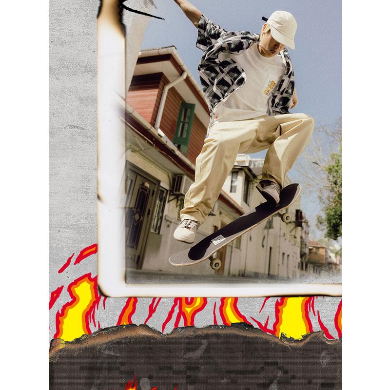 Li Ning Skateboard Series Letter Round Neck Comfortable Versatile Breathable Short Sleeve T-Shirt Unisex Tops Off-White AHSU933-2