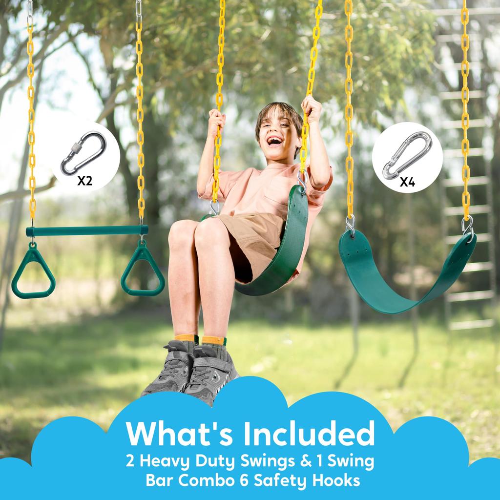Joyfy 3 Pack Assorted Kids Swing Set Heavy Duty Swing Set Accessories Replacement for Adult Home Outdoor Backyard