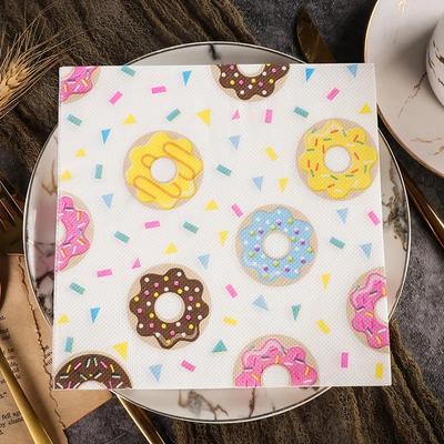 20pcs 33*33cm 2Ply Food Grade Donut Printed Paper Napkins