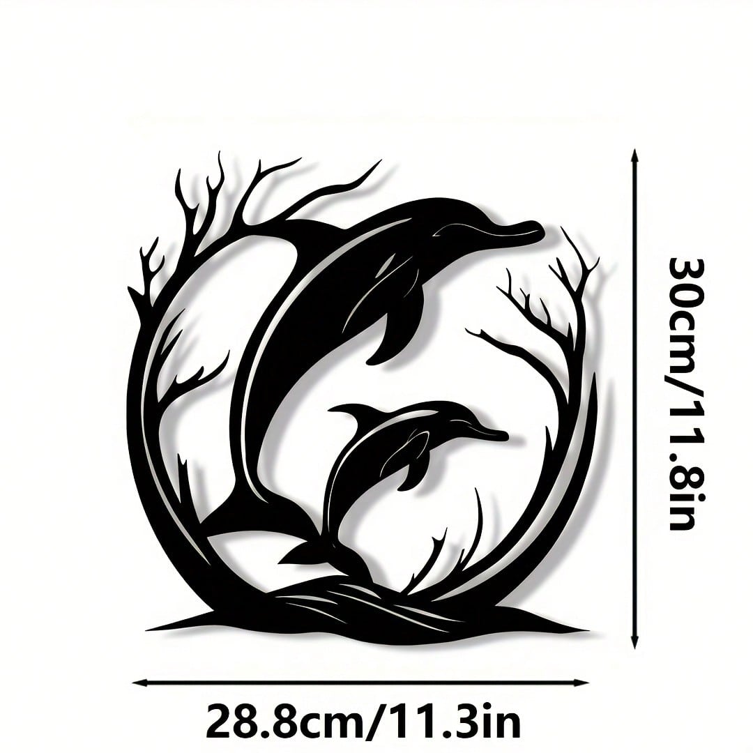 

Metal Silhouette Wall Art Jumping Dolphins Abstract Home Decor Sculpture Classic Indoor Wall Hanging for Living Room різнокольоровий