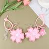 Pink Cherry Blossom Key Chain Fabric Sakura Pendant Cute Flower Key Ring Backpack Charms Car Decoration Bag Accessories