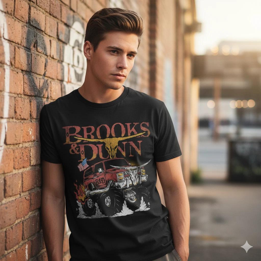 Unisex Adult Casual Music Brooks & Dn Monster Truck Graphic Cotry M... M