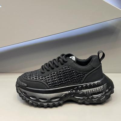 Fashion Luxury Designer Men's Breathable White Rhinestones Lace Up Platform Causal Shoes Male Flats Moccasins Sports Walking Sneakers