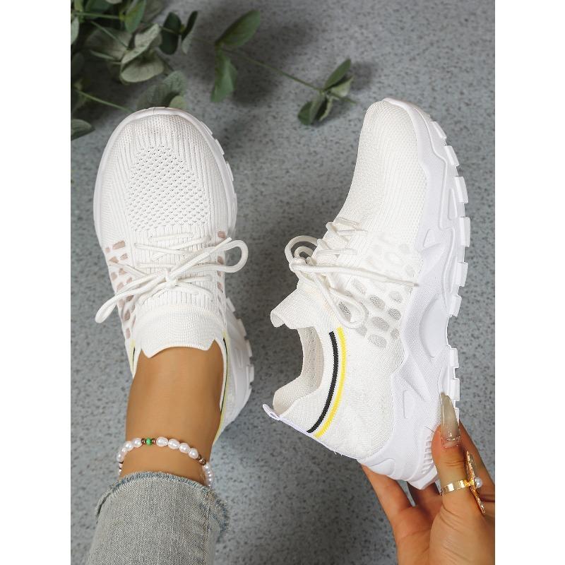 Women's Leopard Print Mesh Running Sneakers, Breathable Thick Sole Low-Top Lace-Up Sport Shoes