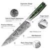 10Pcs/set Stainless Steel Damascus Pattern Chef Knives Set Kitchen Knife Set Butcher Boning Knife Vegetable Knives Cutter