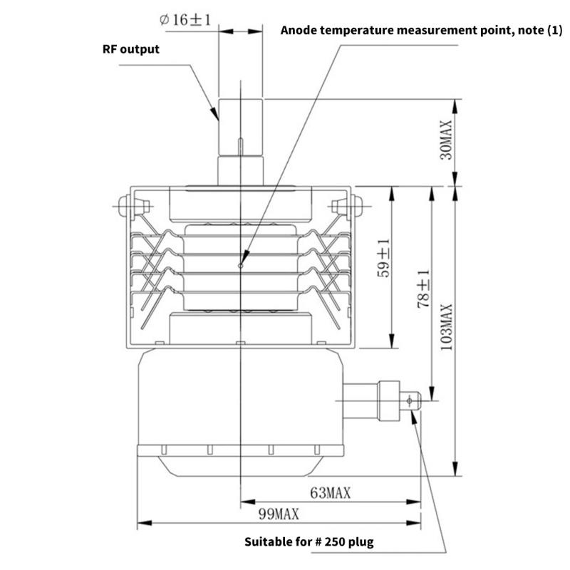 Professional 2M217J Microwave Oven Magnetron 2M217J Microwave Oven Part Metal Texture Suitable for Heating Applications