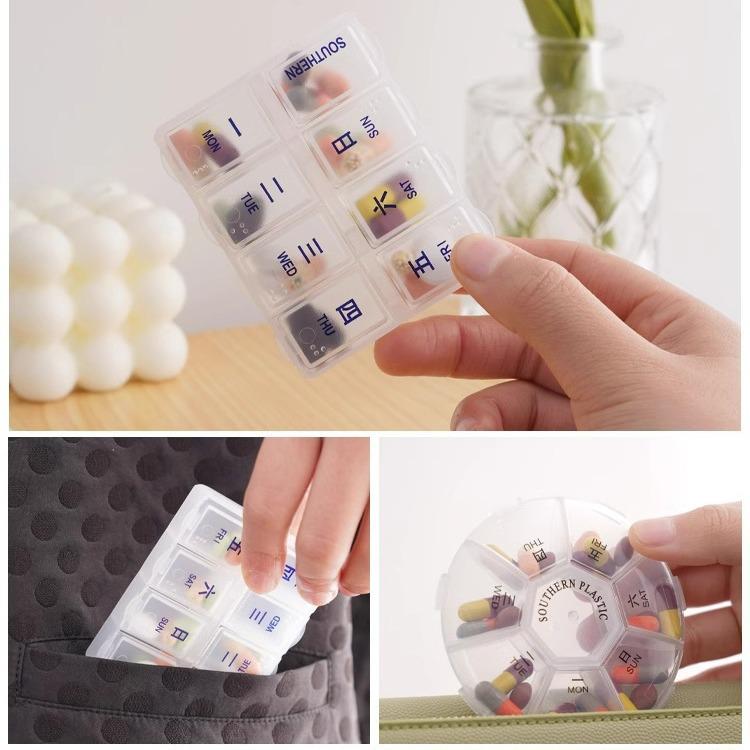 Bärbar 7-dagars medicindoserare för dagligt bruk