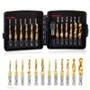 Drill Tap Set With Quick-Change Adapter Of 13Pcs, 6 SAE Sizes, 6 Metric Sizes, Combination Drill And Tap Set