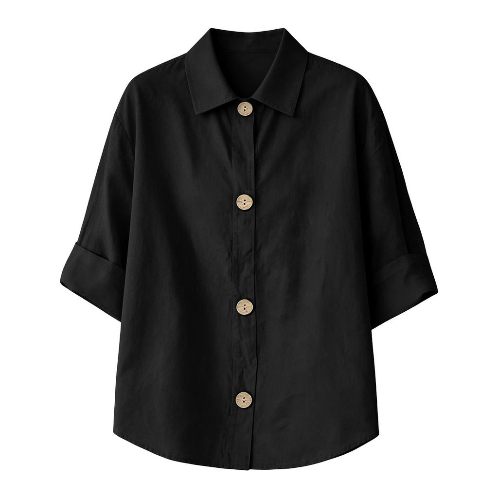Women's Stylish Button Down Collar Loose Fit Cardigan Top for Casual Daily Wear