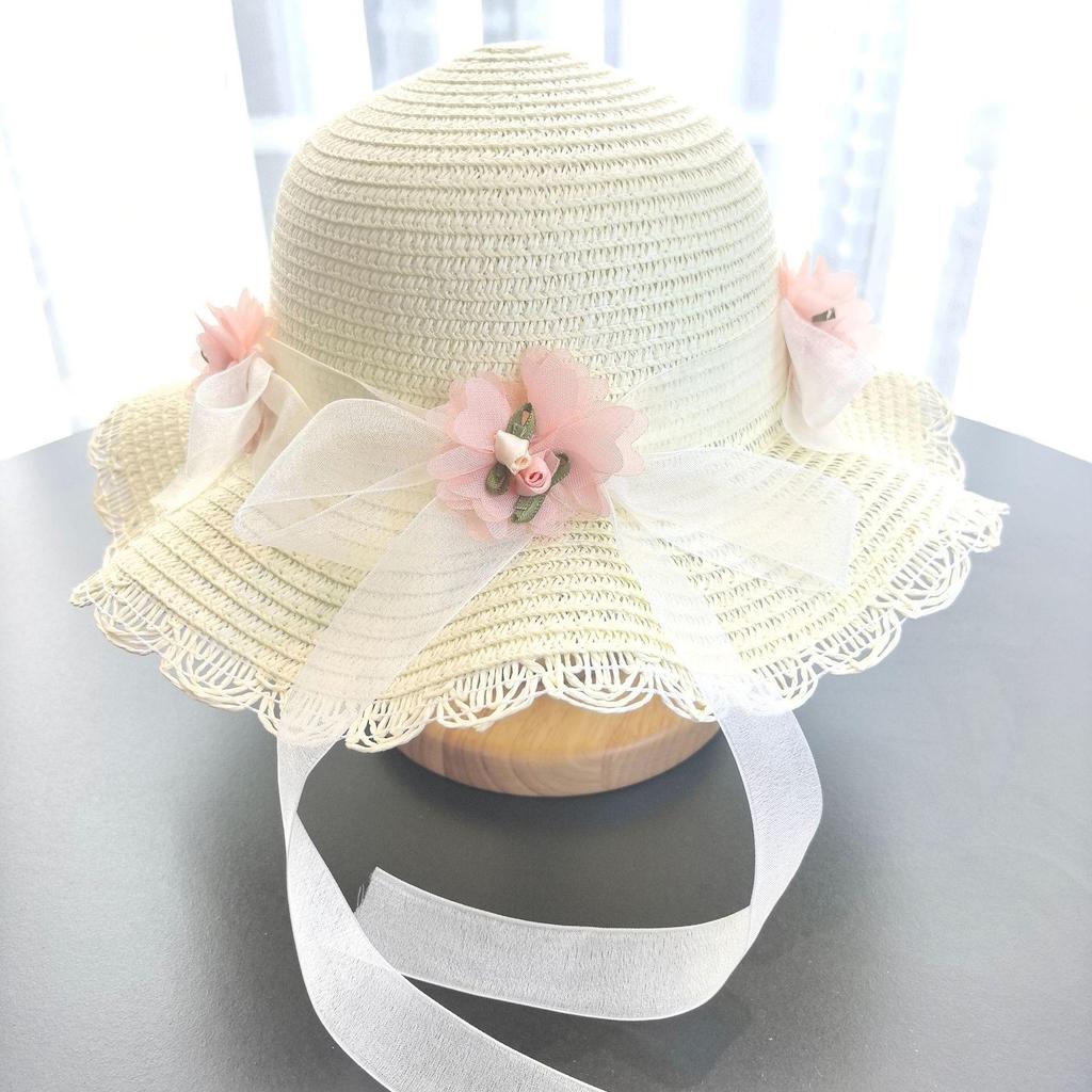 Hübscher Hirtinnen-Strohhut für Mädchen - Sommer-Sonnenschutz für Kinder