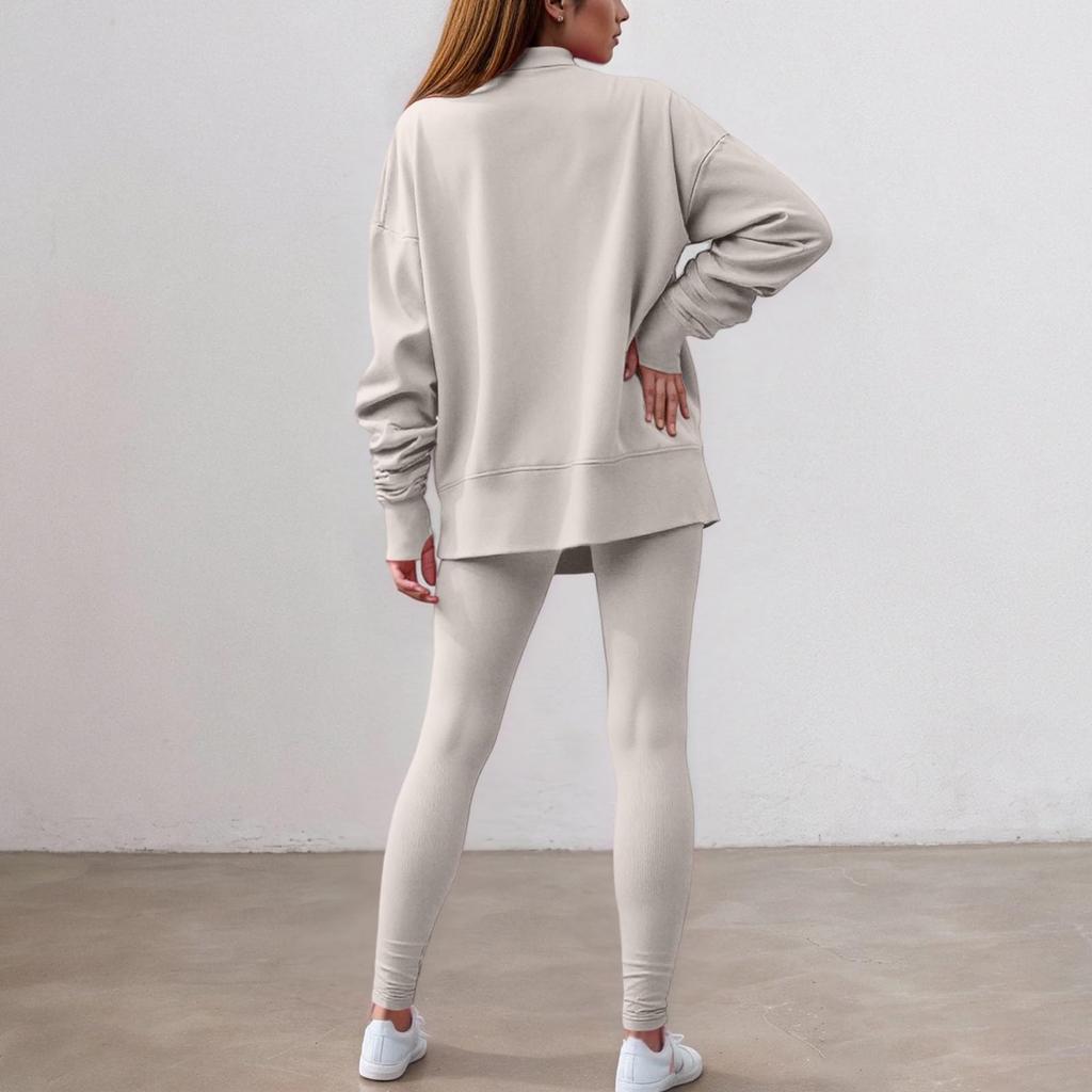 Suit For Women Long Sleeve Casual Pullover Warm Winter Pant+Tops