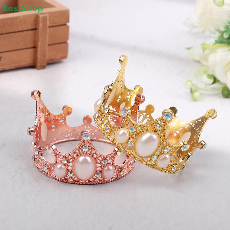 Vintage Multi-color Metal Crown Cake Decoration Elegant Wedding Princess Birthday Dessert Decoration Flags