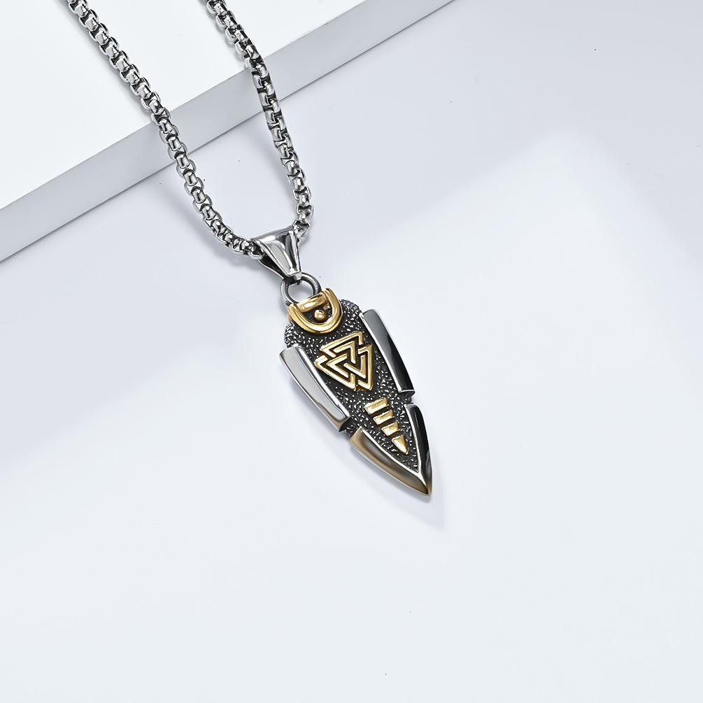 Odin's Spear Valknut Gungnir Viking Necklace For Men with Rune Symbol Raven’s of Odin Labradorite Norse Mythology Pagan Jewelry
