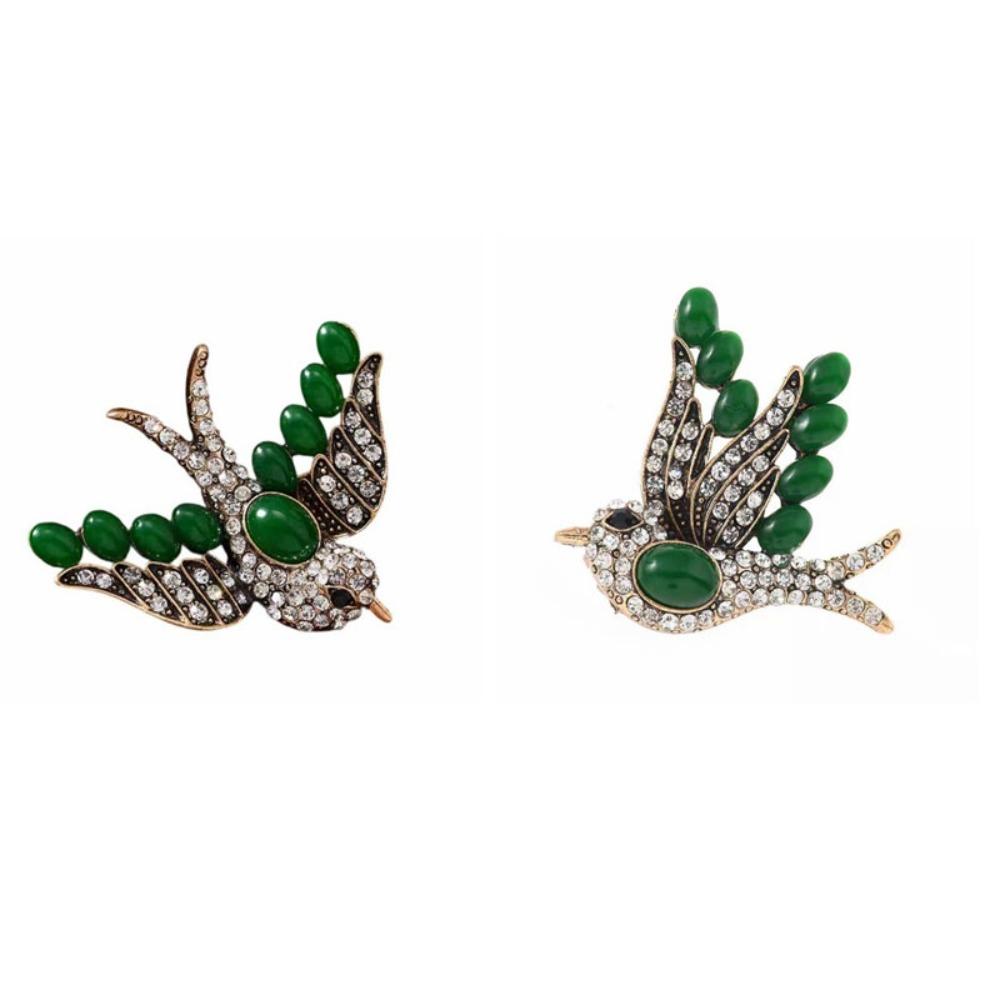 2 шт. Брошь-ласточка со стразами Металлическая значок-булавка Модная мультяшная булавка для свитера Женская 2 PCS