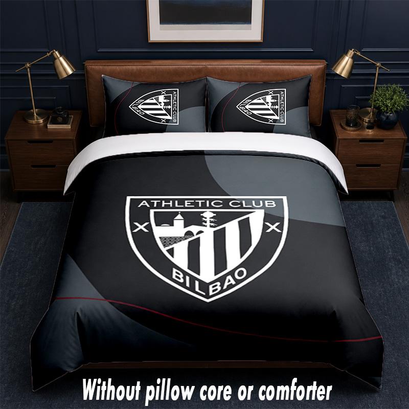 Athletic Bilbao Football Design Bed Bedding Set 1 Duvet Cover + 2 Pillowcases Soft Breathable Household Bed Linens