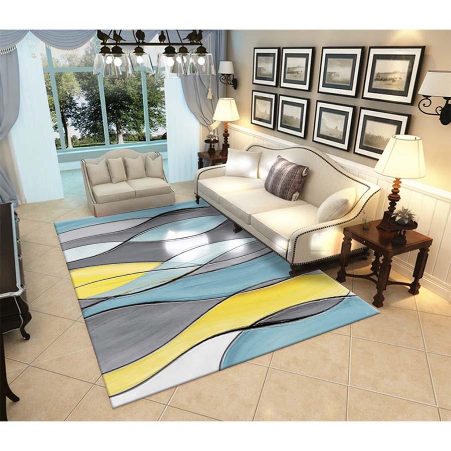 Nordic Abstract Art Leaves Area Rugs Decorative Kid Room Play Pad Baby Crawling Flannel Mats Carpet