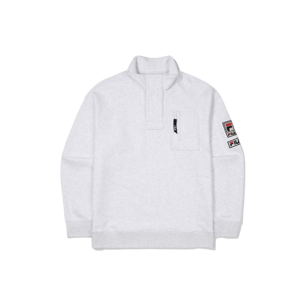 FILA Sweatshirts Unisex Light Gray Stand Collar Moderate Straight Fit FS2POF1112X-WTM