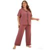 Women’s Oversized Sleeping Suits Short Sleeves Button Up Shirts Long Pants Loose Comfy Pajamas Spring Summer Night Sleep Wear