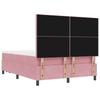 Pink Velvet Box Spring Bed with Pillows and Headboard 190 x 140 cm