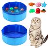 Foldable Pet Water Bowl Skid Resistant Base 6pcs Chew Toy Portable Bathing Pool Cats And Dogs