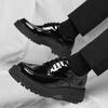 Fashion Lacquer Leather Thick Soled Men's Shoes Retro British Gentleman Style Leisure Business and Office Fashiona Street Quality Shoes