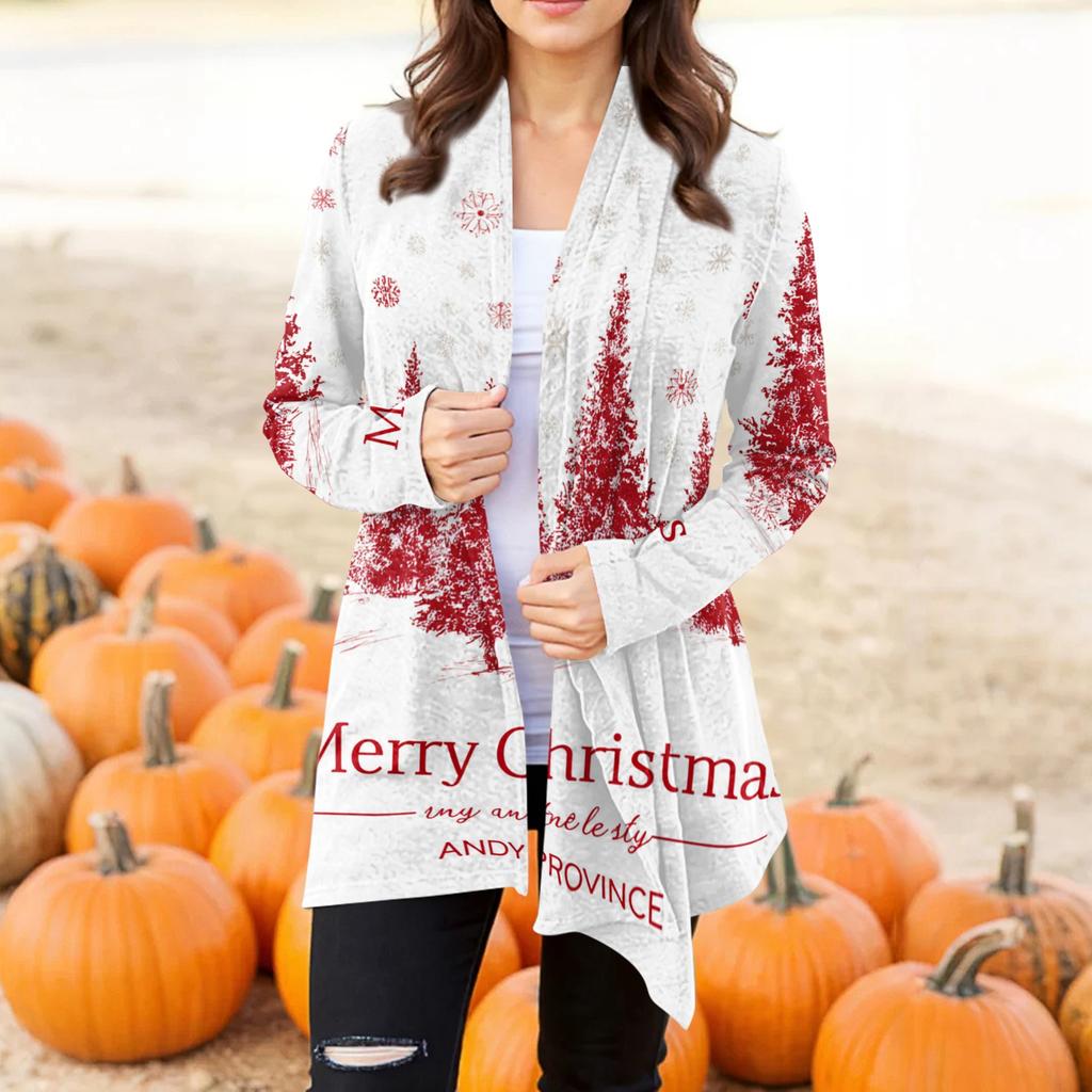 Women's Fashion Casual Halloween Printed Mid-Length Irregular Hem Cardigan Jacket